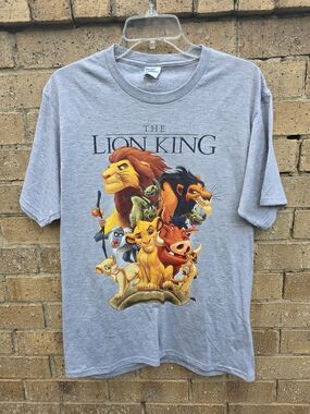 Disney Lion King Gray Kids Graphic Tee with Colorful Character Print